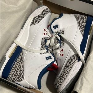 Nike Air Jordan 3 retro og bg white fire red true blue NEW AUTHENTIC sz 7y RARE